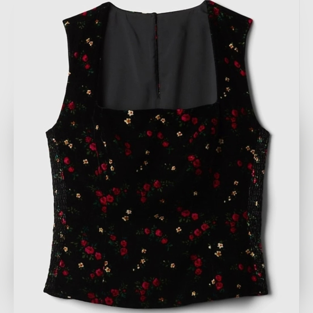 GAP Black Floral Sleeveless Blouse—New With Tags